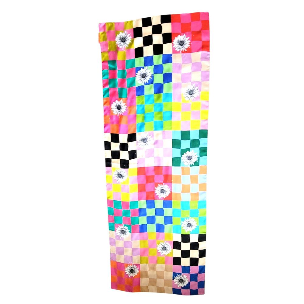VILAGALLO Women 100% Silk Long Scarf Multicolor Rectangle - Picture 4 of 7